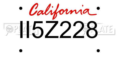 II5Z228 California License Plate