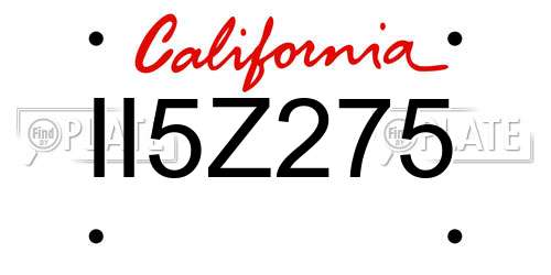 II5Z275 California License Plate