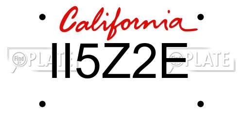 II5Z2E California License Plate