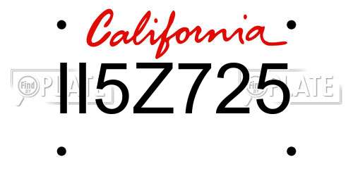 II5Z725 California License Plate