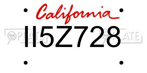 II5Z728 California License Plate