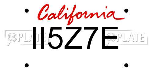 II5Z7E California License Plate