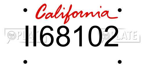 II68102 California License Plate