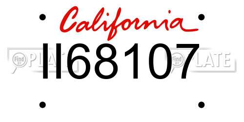 II68107 California License Plate