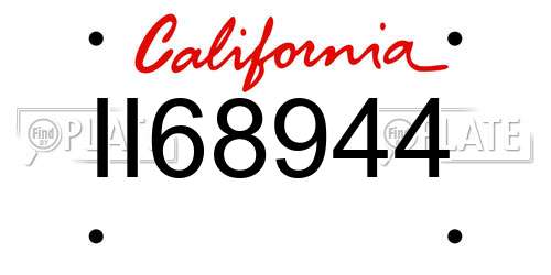 II68944 California License Plate
