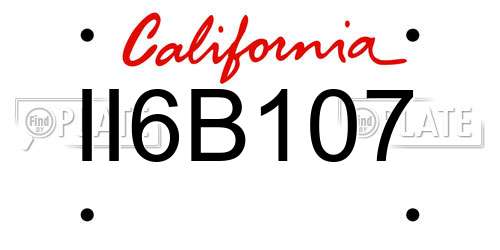 II6B107 California License Plate