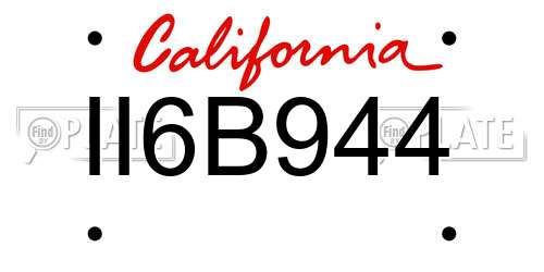 II6B944 California License Plate