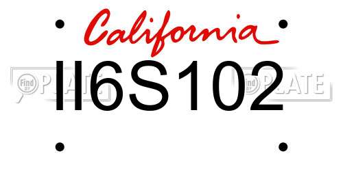 II6S102 California License Plate