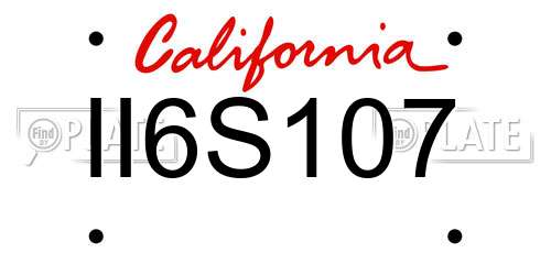 II6S107 California License Plate
