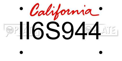 II6S944 California License Plate