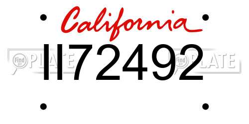 II72492 California License Plate