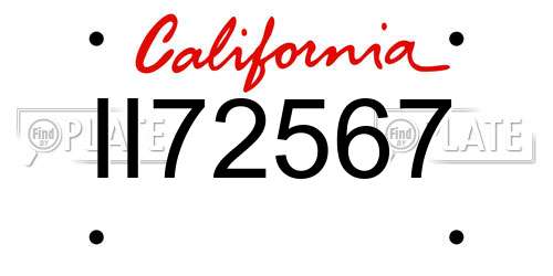 II72567 California License Plate