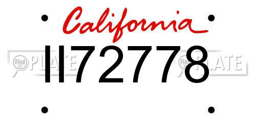 II72778 California License Plate