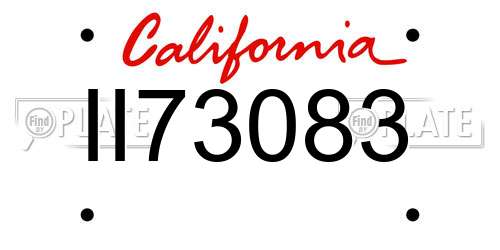 II73083 California License Plate