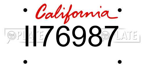 II76987 California License Plate