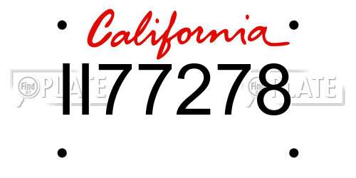 II77278 California License Plate
