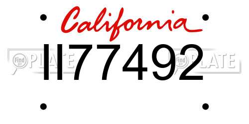 II77492 California License Plate