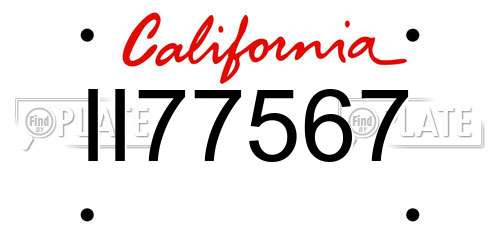 II77567 California License Plate