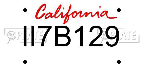 II7B129 California License Plate