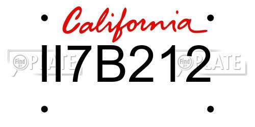 II7B212 California License Plate