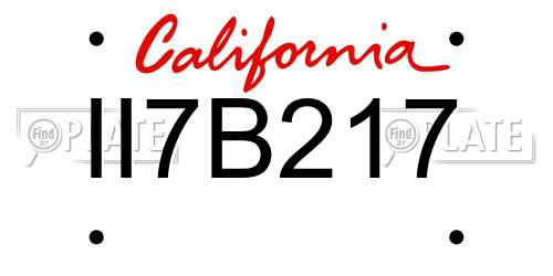 II7B217 California License Plate