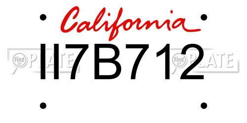 II7B712 California License Plate