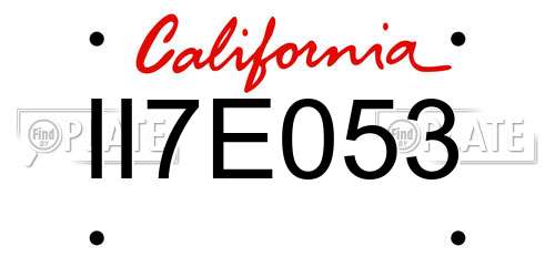 II7E053 California License Plate