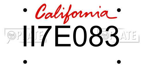 II7E083 California License Plate