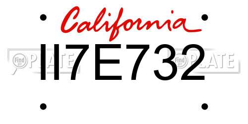 II7E732 California License Plate