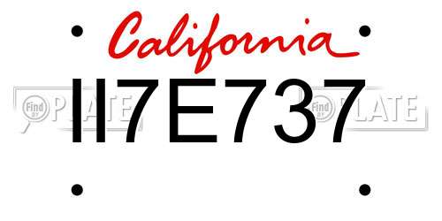 II7E737 California License Plate