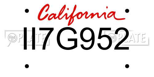 II7G952 California License Plate