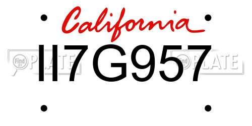 II7G957 California License Plate