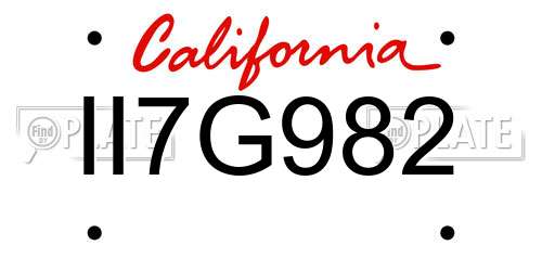 II7G982 California License Plate