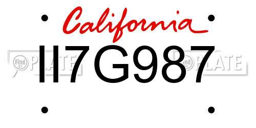 II7G987 California License Plate