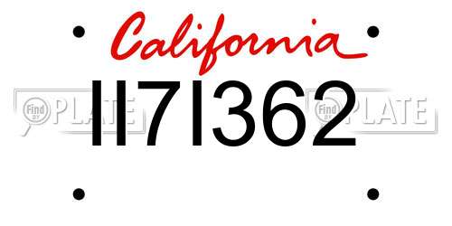 II7I362 California License Plate