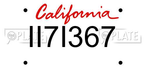 II7I367 California License Plate