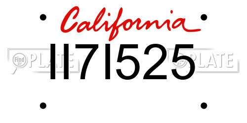 II7I525 California License Plate