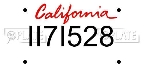 II7I528 California License Plate