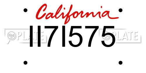 II7I575 California License Plate
