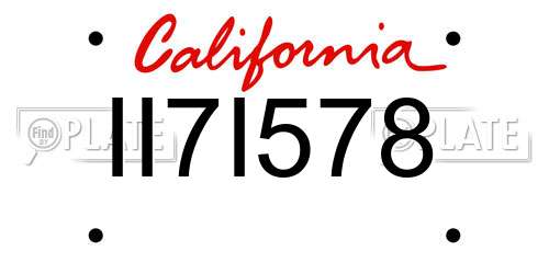II7I578 California License Plate