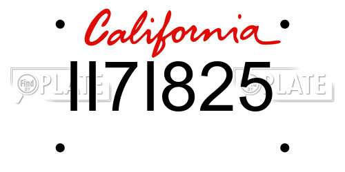 II7I825 California License Plate