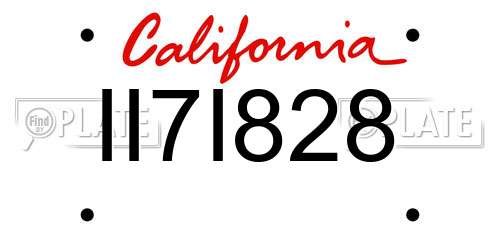 II7I828 California License Plate