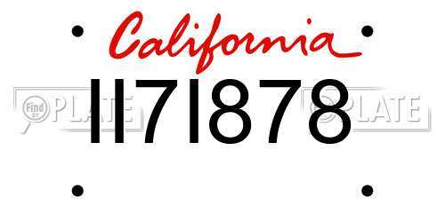 II7I878 California License Plate