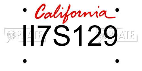 II7S129 California License Plate