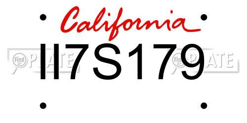 II7S179 California License Plate