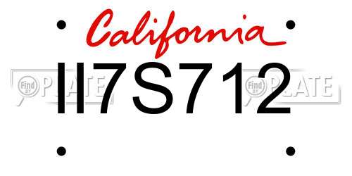 II7S712 California License Plate