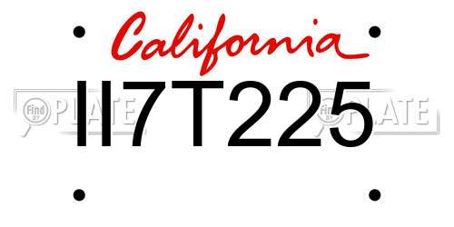 II7T225 California License Plate