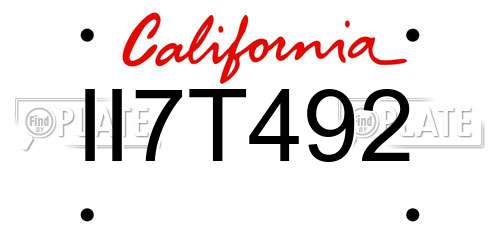 II7T492 California License Plate