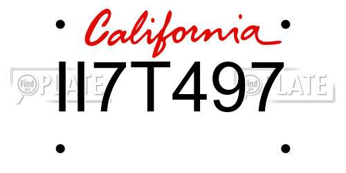II7T497 California License Plate