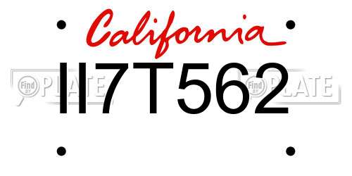 II7T562 California License Plate